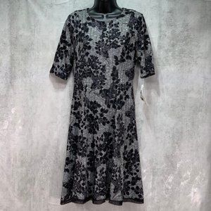 Robbie Bee Grey/Black Floral Print Fit & Flare Pet